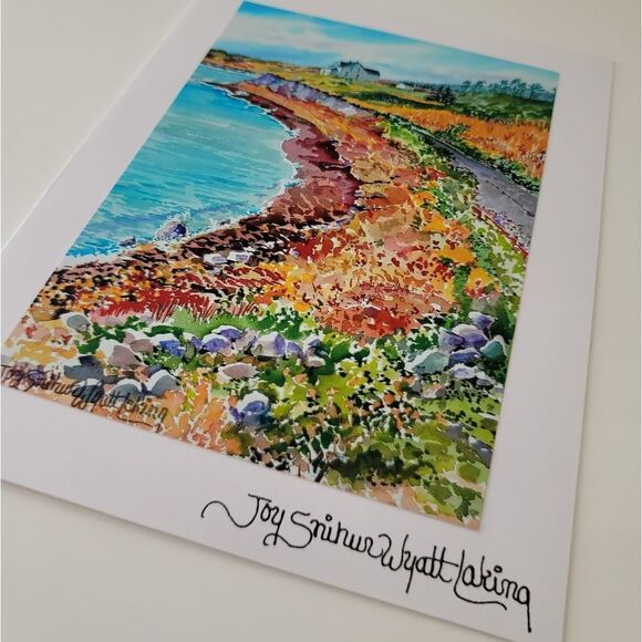 Art Print Jo Laking Glossy Print Cliff Beach on Greeting Card #0215 - Picture 3 of 5